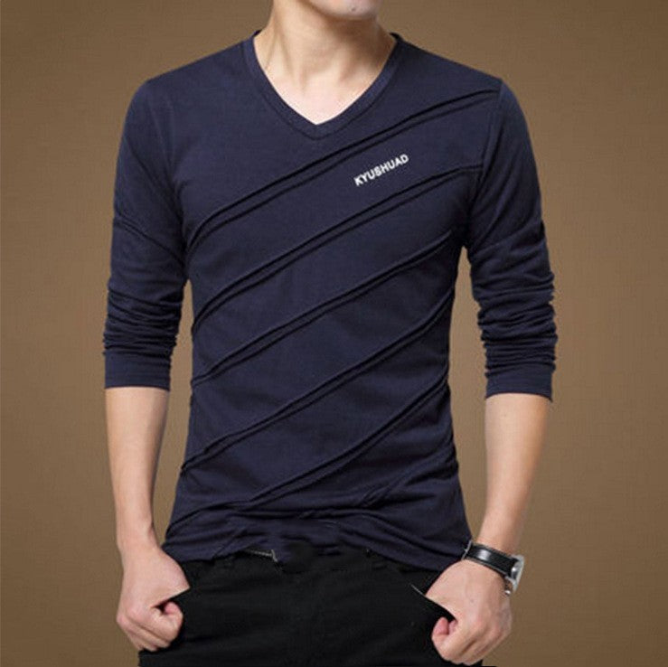 Men's Long-sleeved T-shirt Bottoming Shirt Cotton Long Sleeve V-neck