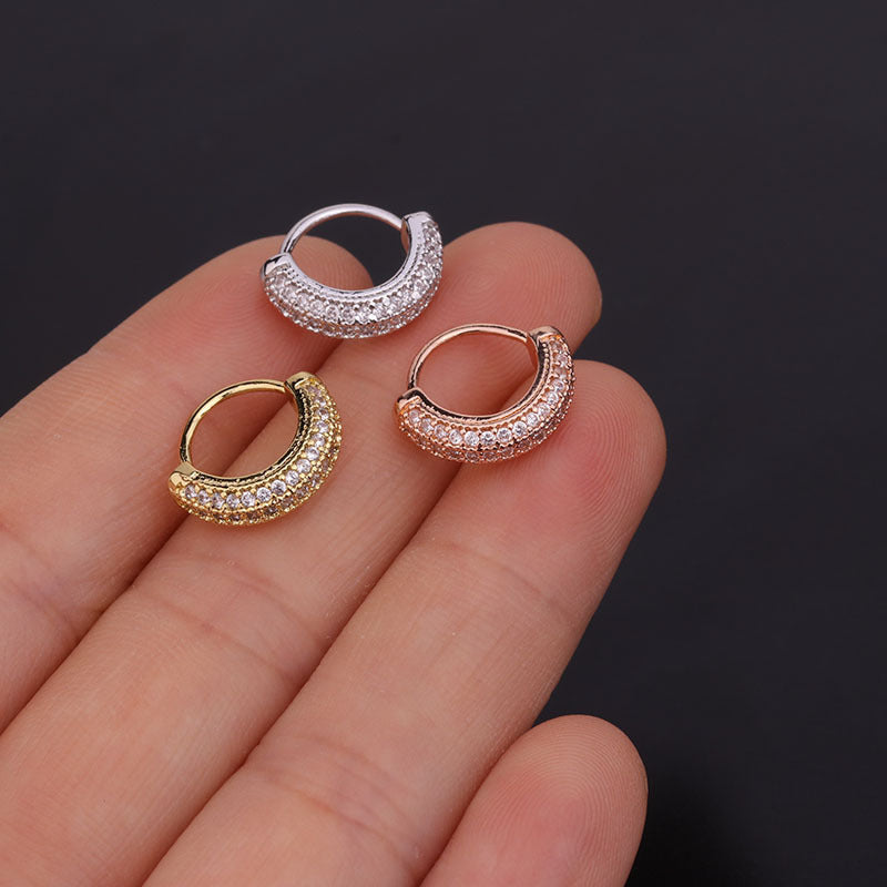 Korean Version Of The New Zircon Earrings Creative Side Drill Personalized Ear Bone Ring Cartilage Earrings