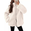 Winter Lapel Zip-up Coat With Pockets Casual Fashion Solid Fleece Jacket Fall Spring Long Sleeve Women's Clothing