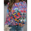 Oil Painting Colorful Flowers Women's Long-sleeved Pullover Top