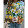 Oil Painting Colorful Flowers Women's Long-sleeved Pullover Top