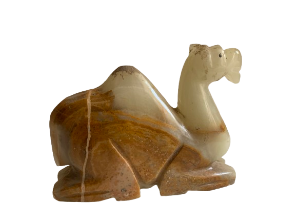 Hand-Carved Marble Camel – Seated Natural Stone Figurine for Home Decor, Endurance & Spiritual Strength