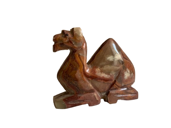 Hand-Carved Marble Camel – Seated Natural Stone Figurine for Home Decor, Endurance & Spiritual Strength