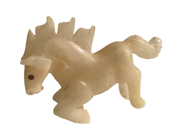 Hand-Carved Marble Horse Figurine – Natural Stone Sculpture for Home Decor, Strength & Feng Shui Energy