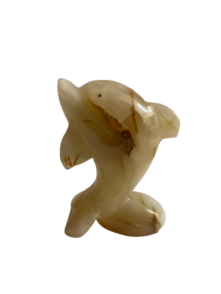Hand-Carved Marble Dolphin – Natural Stone Figurine for Home Decor, Joy & Healing Energy