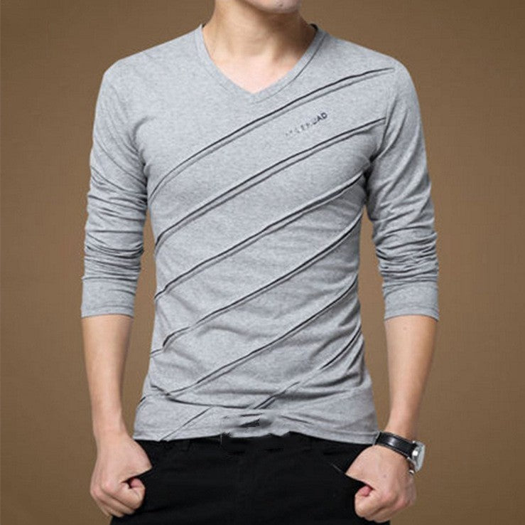 Men's Long-sleeved T-shirt Bottoming Shirt Cotton Long Sleeve V-neck