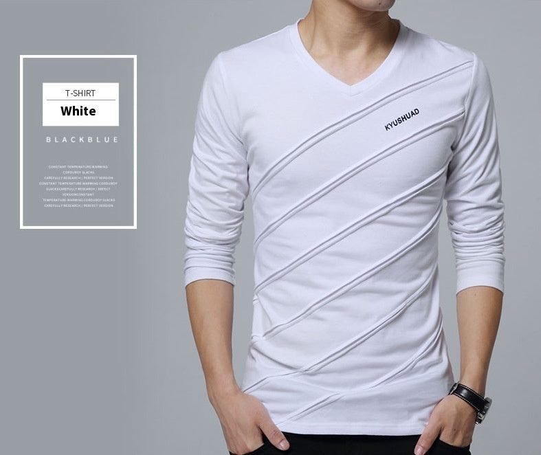 Men's Long-sleeved T-shirt Bottoming Shirt Cotton Long Sleeve V-neck